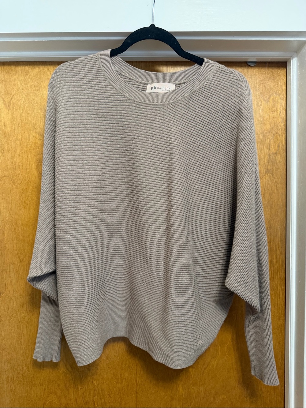 Philosophy Ribbed Crewneck Sweater in Taupe